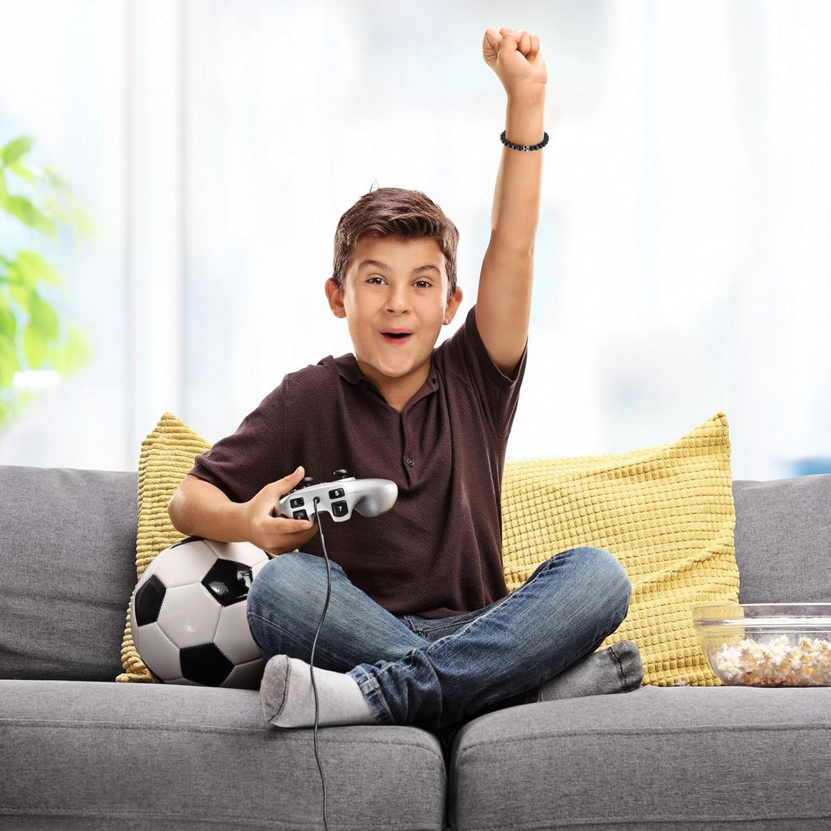 Fußball Armband für Jungs 5-10 Jahre, Naturstein Geschenk Fußballer