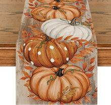 Herbst Tischläufer Blätter Kürbisse Orange 40x140 cm