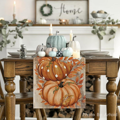Artoid Herbst Tischläufer Orange Kürbisse Blätter 40x140cm