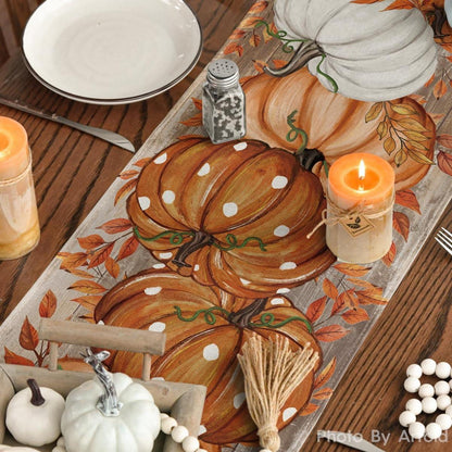 Herbst Tischläufer Orange Kürbisse Deko 40x140 cm - Küche & Party