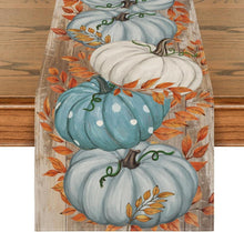 Tischläufer Herbst Blätter Kürbisse Blau Party 40x100 cm