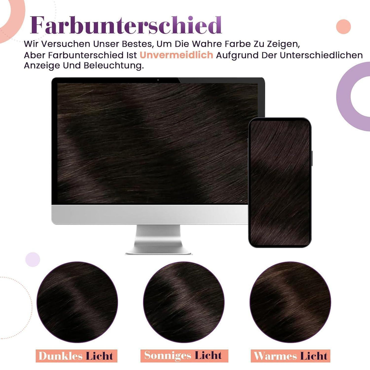 Clip-in Echthaar Extensions Dunkelbraun 55cm