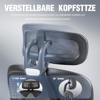 Ergonomischer Bürostuhl mit Kopf- und