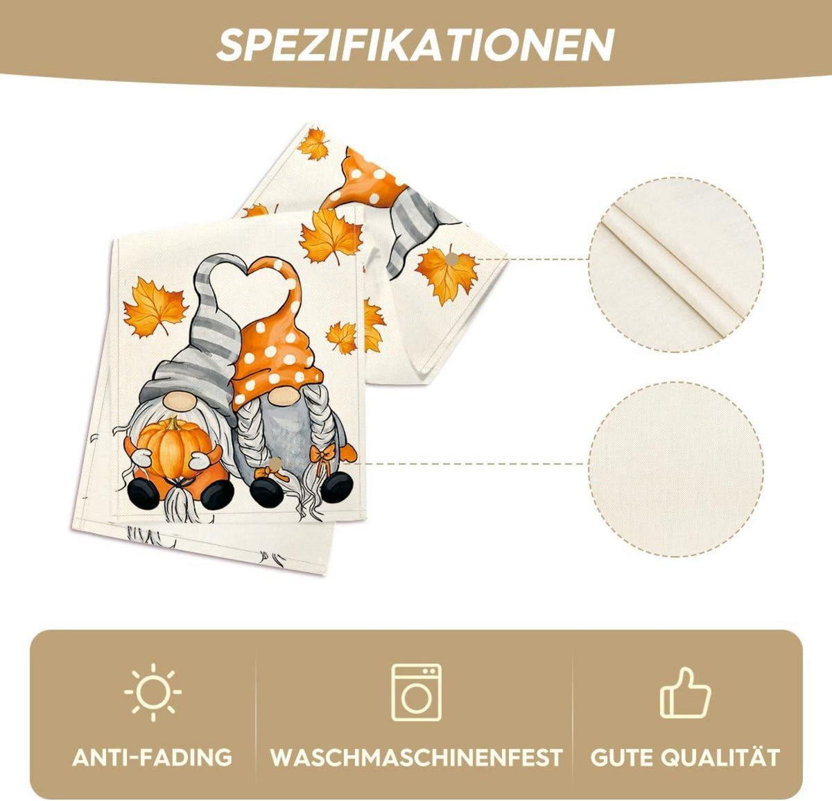 Herbst Tischläufer Ahornblätter Kürbisse 40x180 cm Party Deko