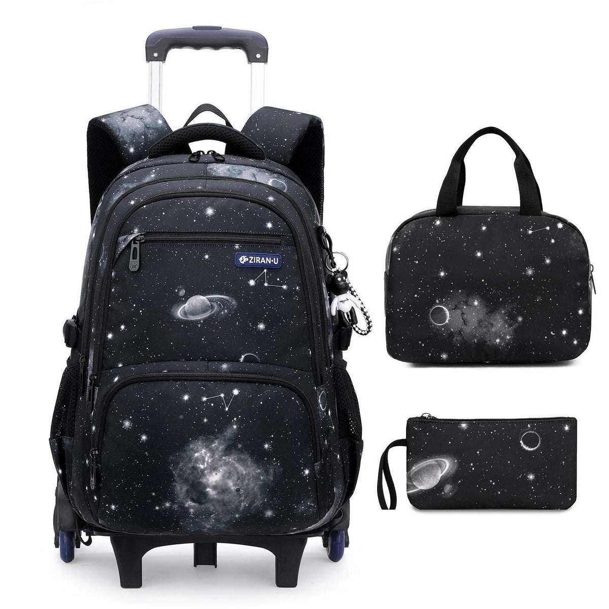 Schulrucksack Trolley 3-teilig für Jungen – Schwarz