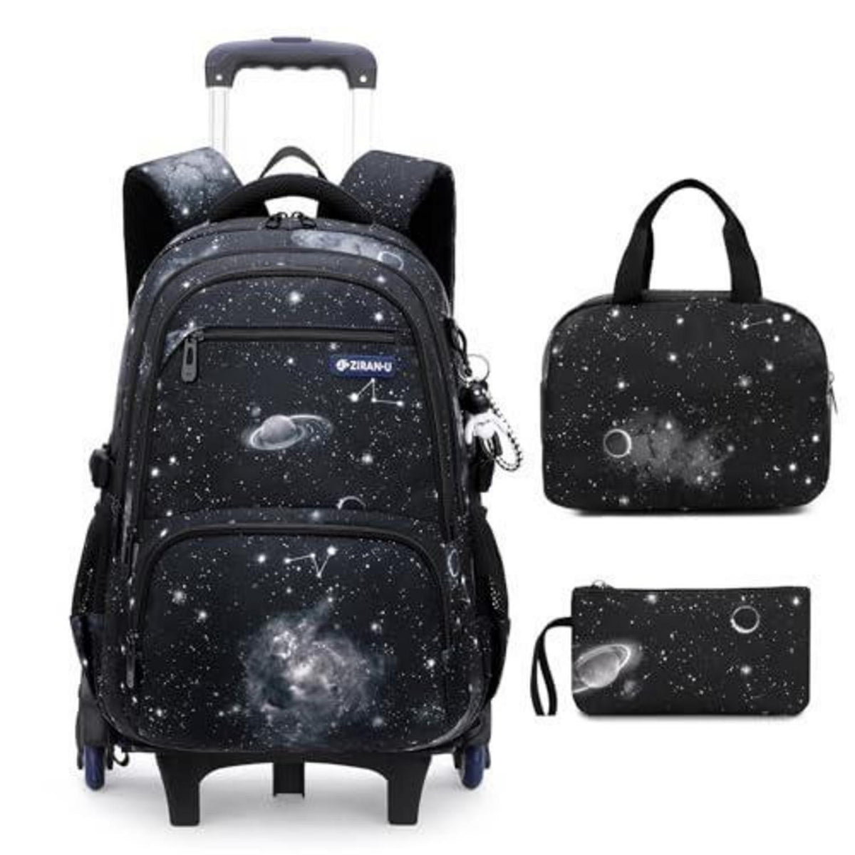 Schulrucksack Trolley 3-teilig für Jungen – Schwarz