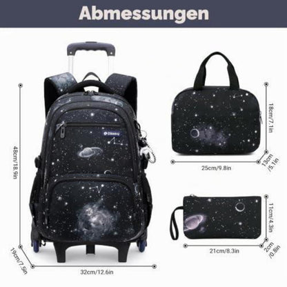 Schulrucksack Trolley 3-teilig für Jungen – Schwarz