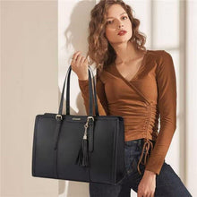 Laptoptasche 17 Zoll Damen Handtasche Schultertasche Leder