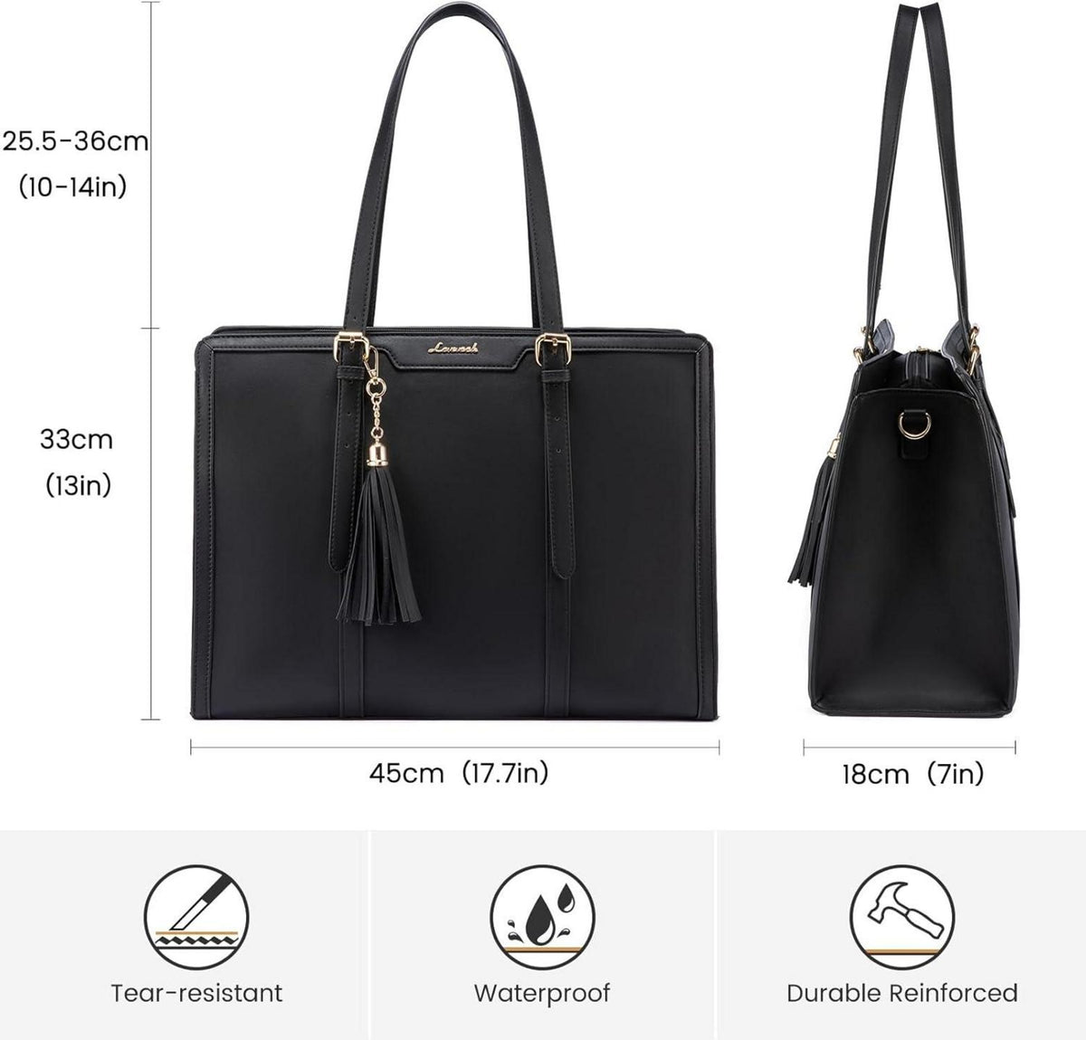 Laptoptasche Damen 17 Zoll Handtasche Umhängetasche Leder Tote Bag