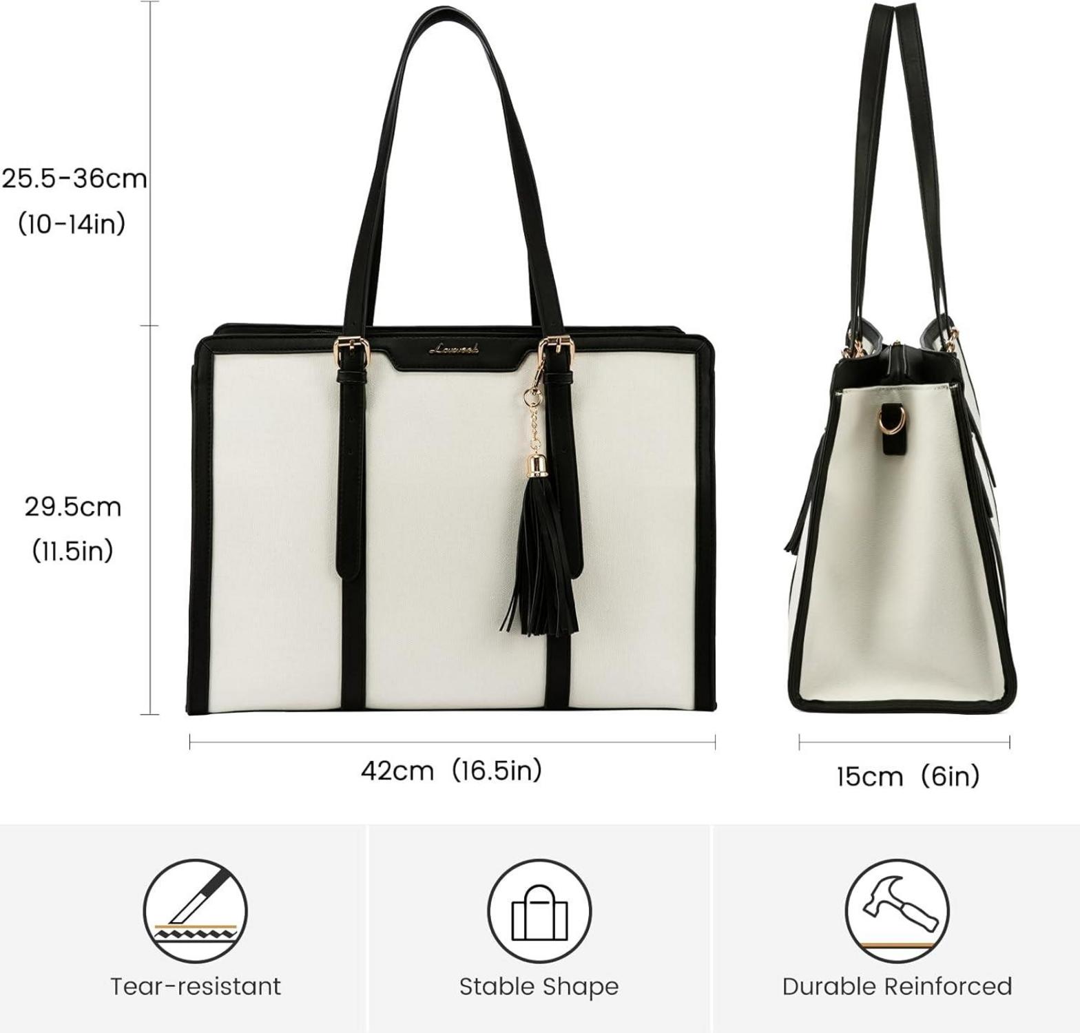 Laptop Handtasche Damen 15,6 Zoll Canvas Shopper Tote Schultertasche