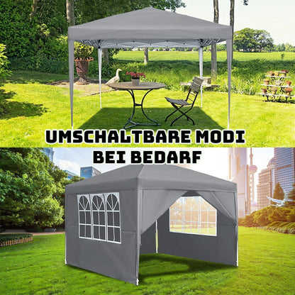 3x3m Faltpavillon wasserdicht mit Seitenteilen & Fenstern
