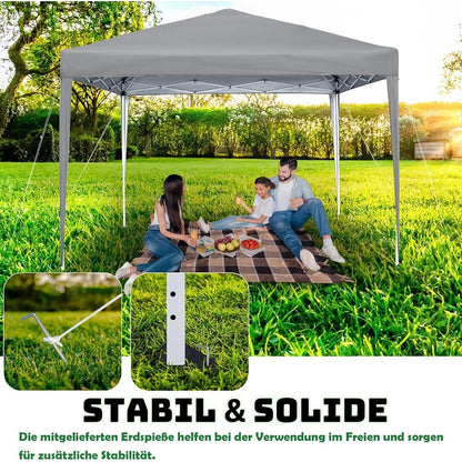 3x3m Faltpavillon wasserdicht mit Seitenteilen & Fenstern