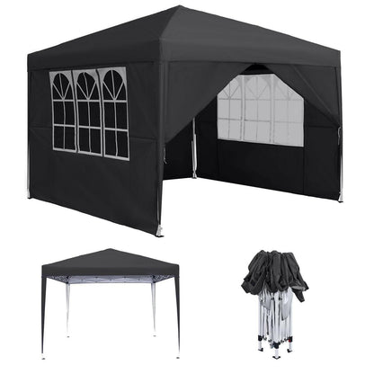 3x3m Faltpavillon wasserdicht mit 4 Seitenteilen & Fenstern