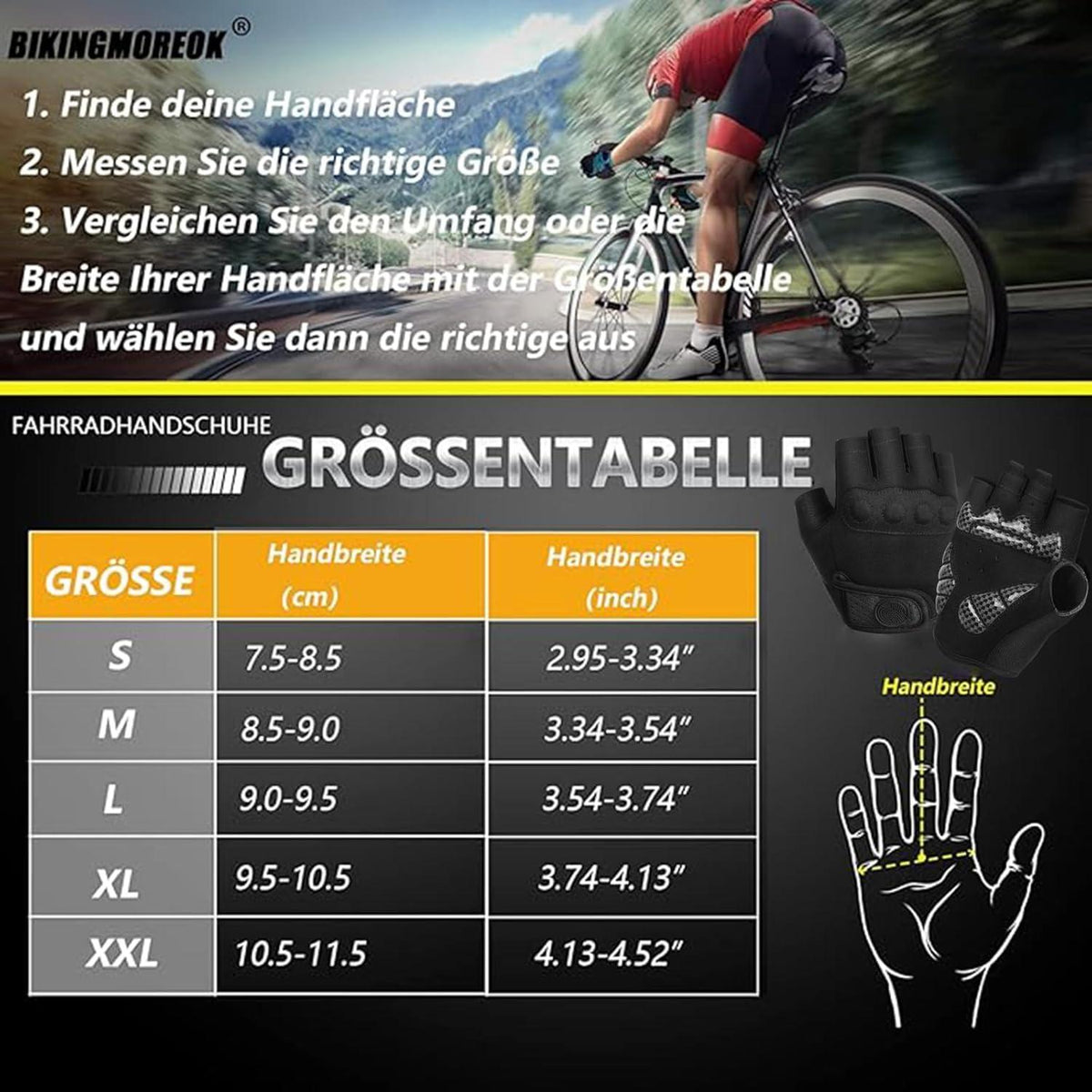 Fahrradhandschuhe Herren Damen Halbfinger Atmungsaktiv Eco-Leder