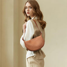 Braune Geflochtene Crossbody Tasche Damen - Verstellbarer
