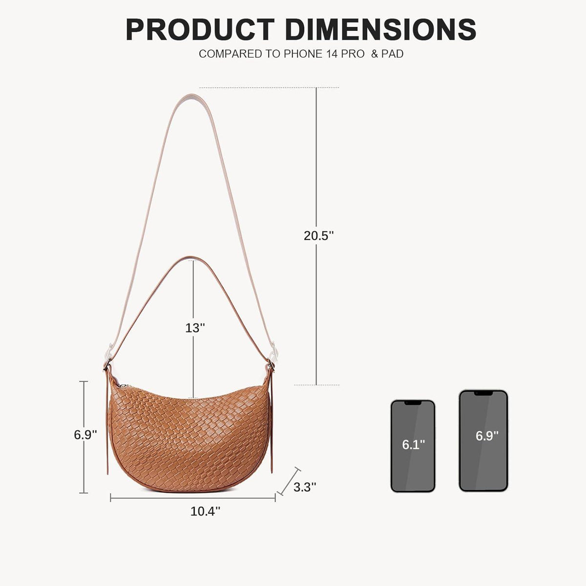 Gewebte Damen Umhängetasche Retro Stil Vegan Leder Braun