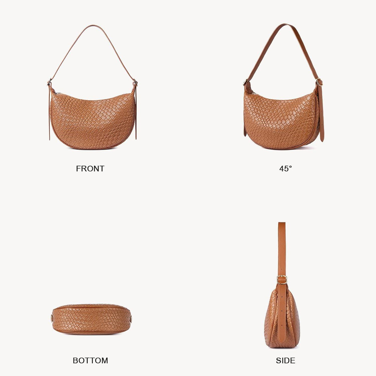 Damen Handtasche Geflochtene Umhängetasche Schultertasche Braun