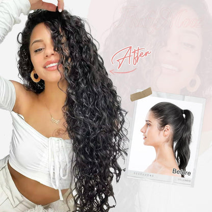 22 Zoll Lockige Haarverlängerung Aschblond - Clip In Set