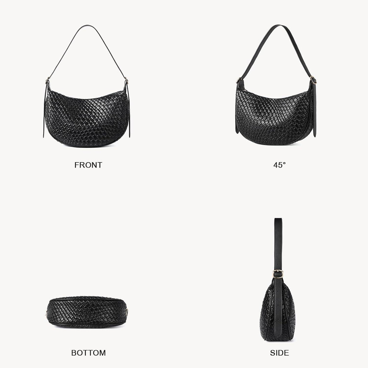 Damen Handtasche Klein Geflochten Umhängetasche Crossbody Bag Schwarz