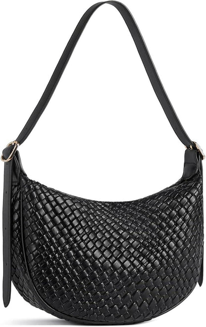Damen Handtasche Geflochten Schwarz Crossbody Schultertasche