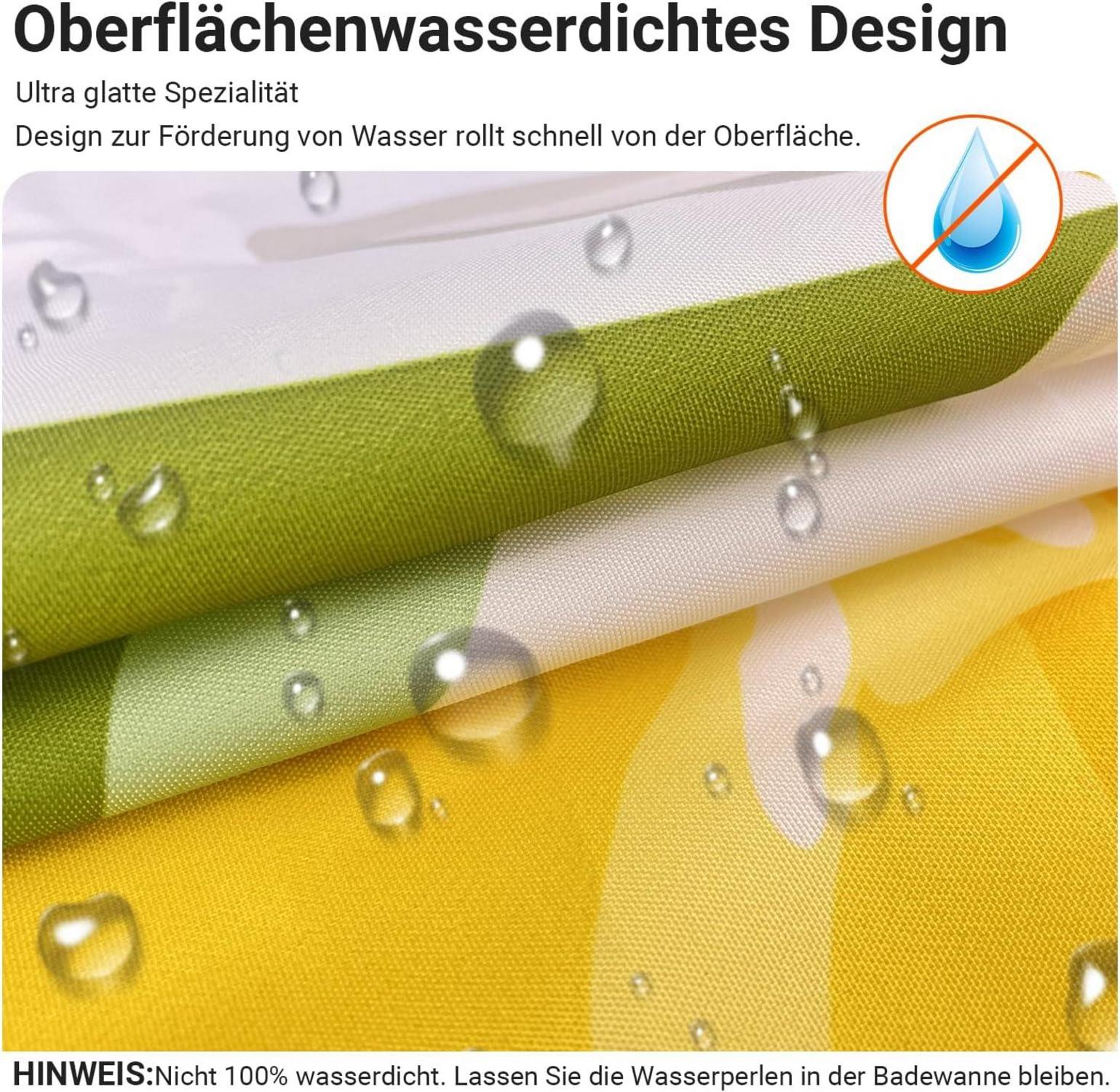 Duschvorhang Zitrone Blatt 180x200cm Wasserabweisend