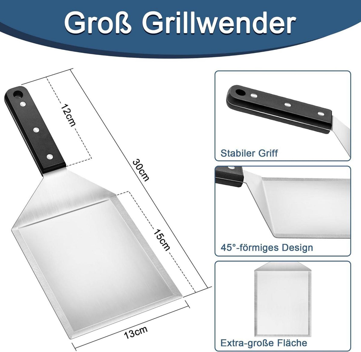 Edelstahl Grillspachtel Set für Smash Burger & Teppanyaki