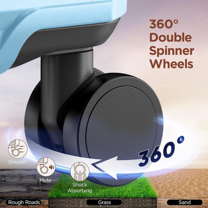 SHOWKOO Kofferset Hartschale 3tlg erweiterbar PC Leicht mit Rollen TSA Schloss (M L XL -Himmel
