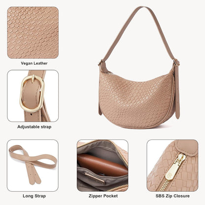 Damen Handtasche Geflochten Crossbody Umhängetasche Tote Bag Khaki