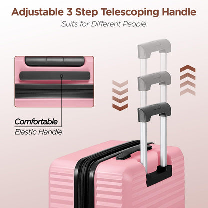 Kofferset 3tlg Hartschale Leicht Erweiterbar 100% PC TSA Schloss Rosa