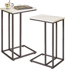 C-Form Beistelltisch Set modern weiß schwarz stabiler Metallrahmen