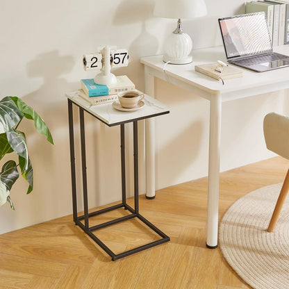 Beistelltisch 2er Set C-Form Marmor Couchtisch Holz Metall Klein