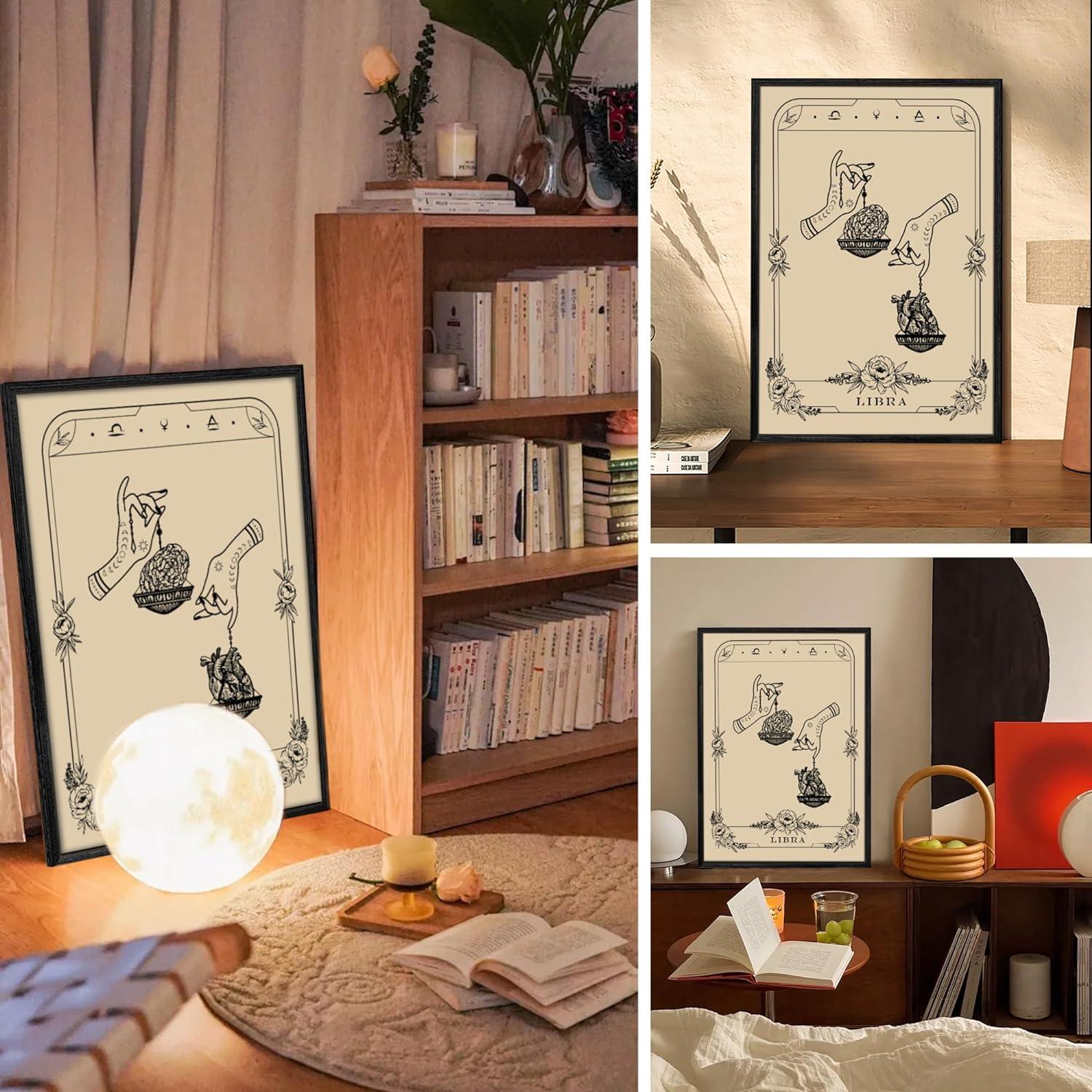 Leinwand Bilder Schwarz 40x60 cm Waage Tarot Wandbilder Wohnzimmer Schlafzimmer Gotische Wanddeko