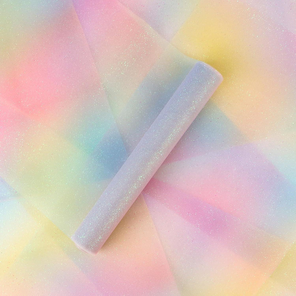 Tischläufer Regenbogen Glitzer Tüllstoff 30cm x 9m Mädchen DIY Projekt