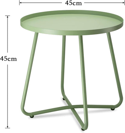 Outdoor Beistelltisch Stahl Runder Metalltisch Terrasse Balkon Garten