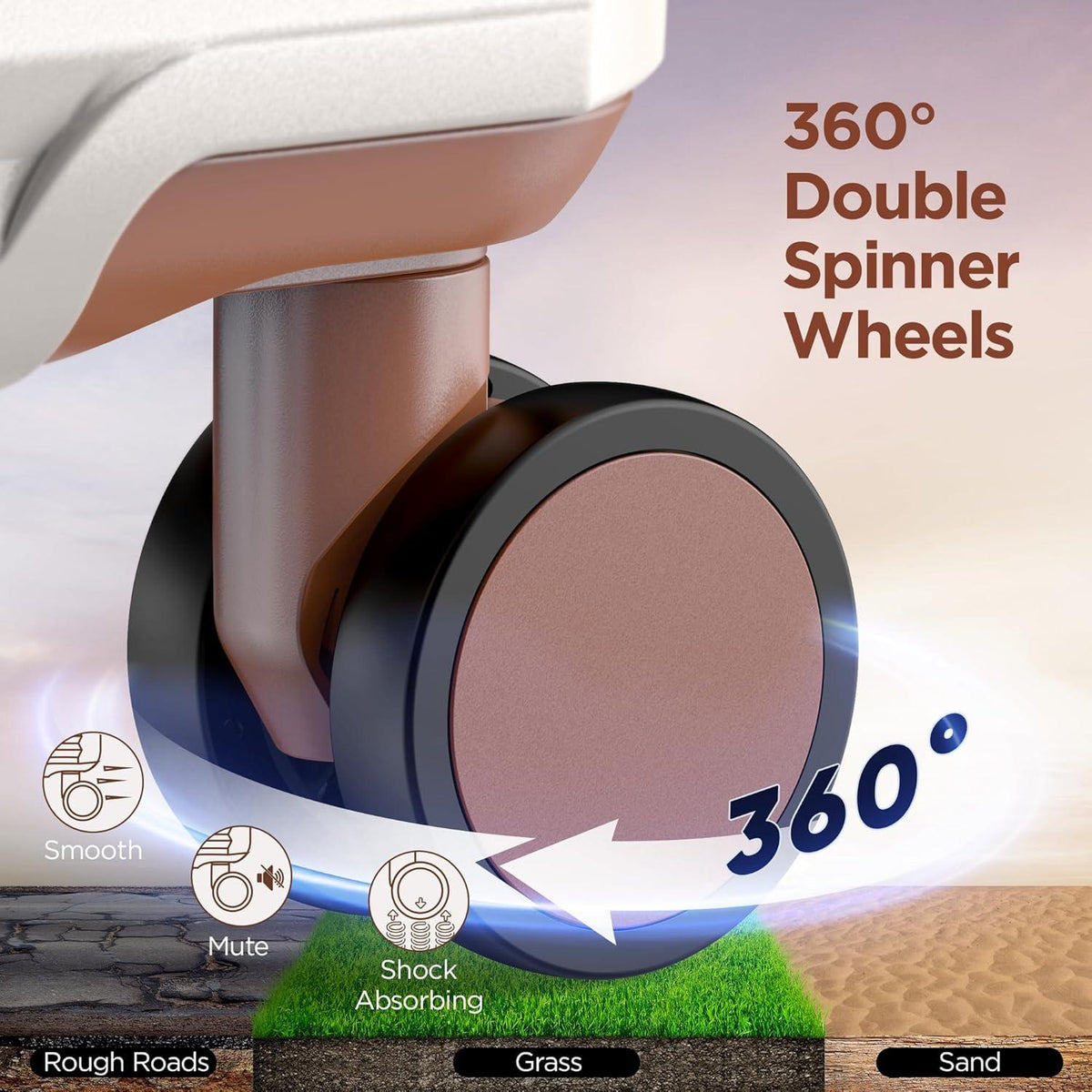 SHOWKOO Hartschalenkoffer 100% Polycarbonat XL-Beige Weiß 3tlg