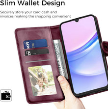 Samsung Galaxy A15 5G/4G Lederhülle Flip Wallet Weinrot