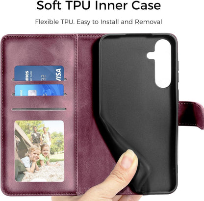 Samsung Galaxy A15 5G/4G Leder Flip Wallet Hülle Weinrot