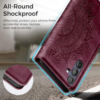 Lederhülle Samsung Galaxy A15 5G/4G Wallet Weinrot Magnet Ständer