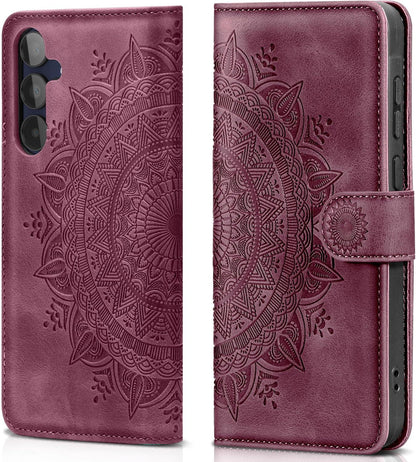 Samsung Galaxy A15 5G Lederhülle Weinrot Flip Wallet Case Standfunktion