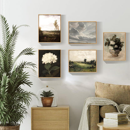 Vintage Leinwand Bild Sonnenuntergang Holzrahmen 20x25 cm - Wohnzimmer Schlafzimmer Büro Badezimmer Wanddeko