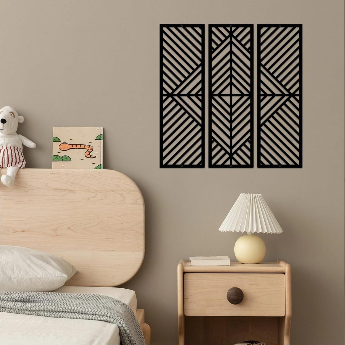 Geometrische Schwarz Metall-Wanddekoration Set 43x50 cm