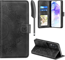 Schwarze Samsung Galaxy A55 5G Lederhülle Flip Wallet Case