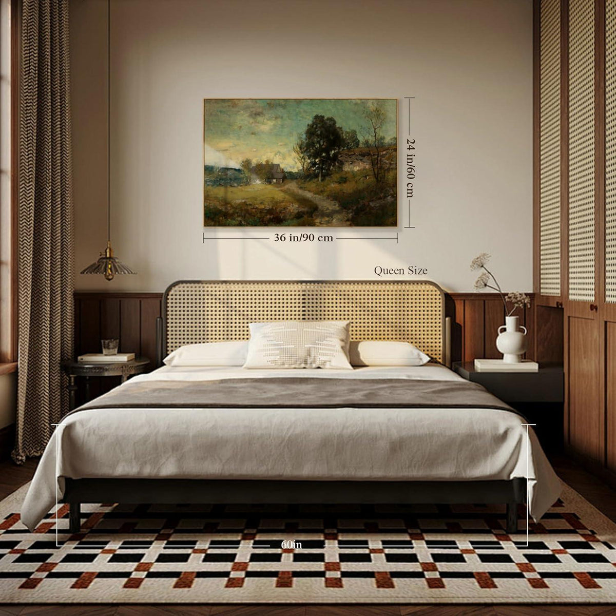 Vintage Leinwandbild mit Holzrahmen, 60x90 cm Landschaft