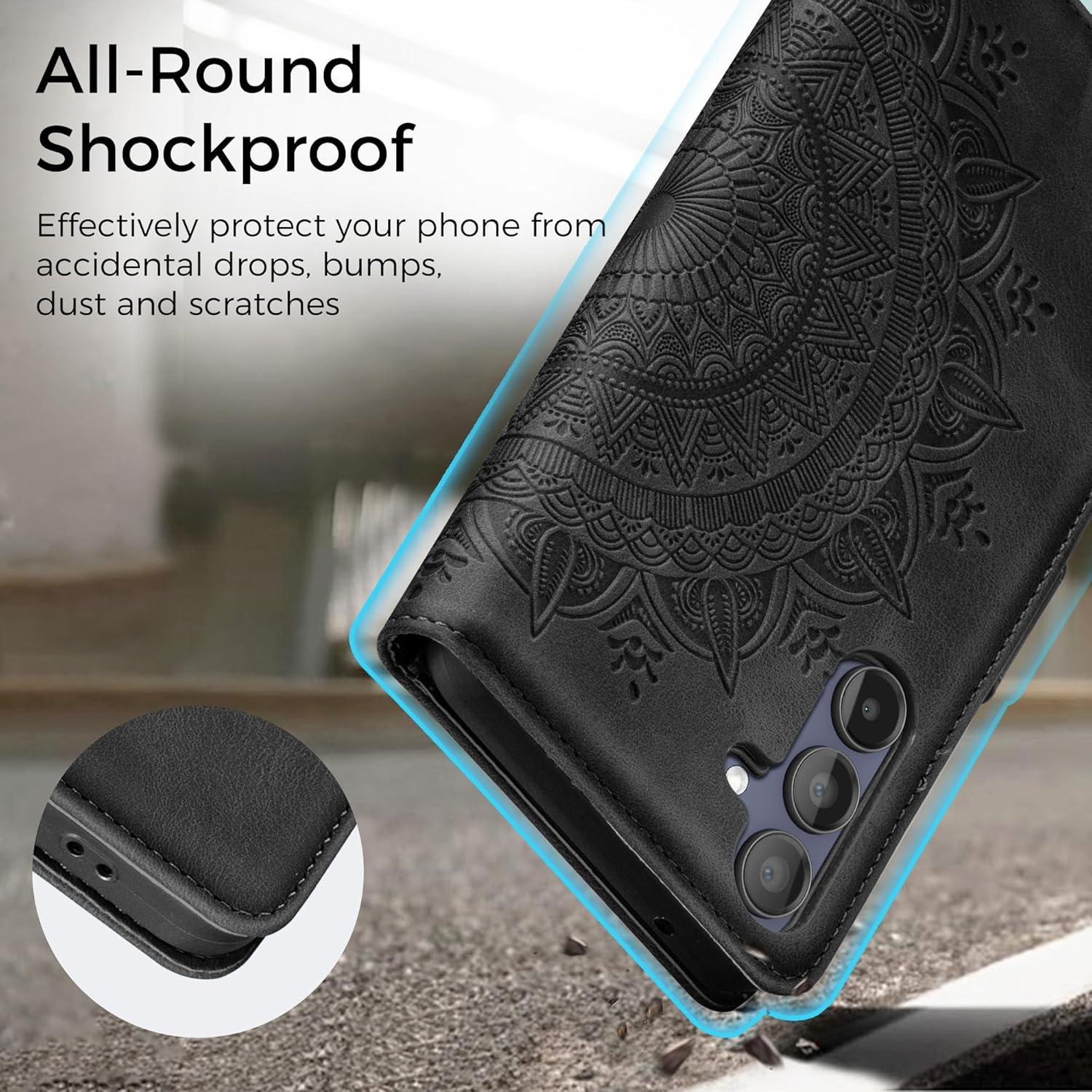 Lederhülle Samsung Galaxy A15 5G/4G Wallet Case Schwarz