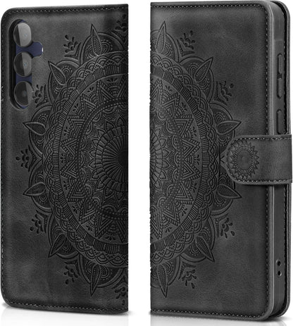Samsung Galaxy A15 5G/4G Lederhülle Schwarz Flip Wallet Case
