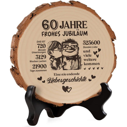 Holzplakette 60. Hochzeitstag Geschenk für Sie & Ihn