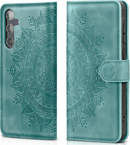 Samsung Galaxy A55 5G Lederhülle Grün Wallet Case Standfunktion