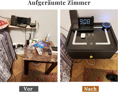 Nachttisch mit Ladefunktion und Schublade Schwarz