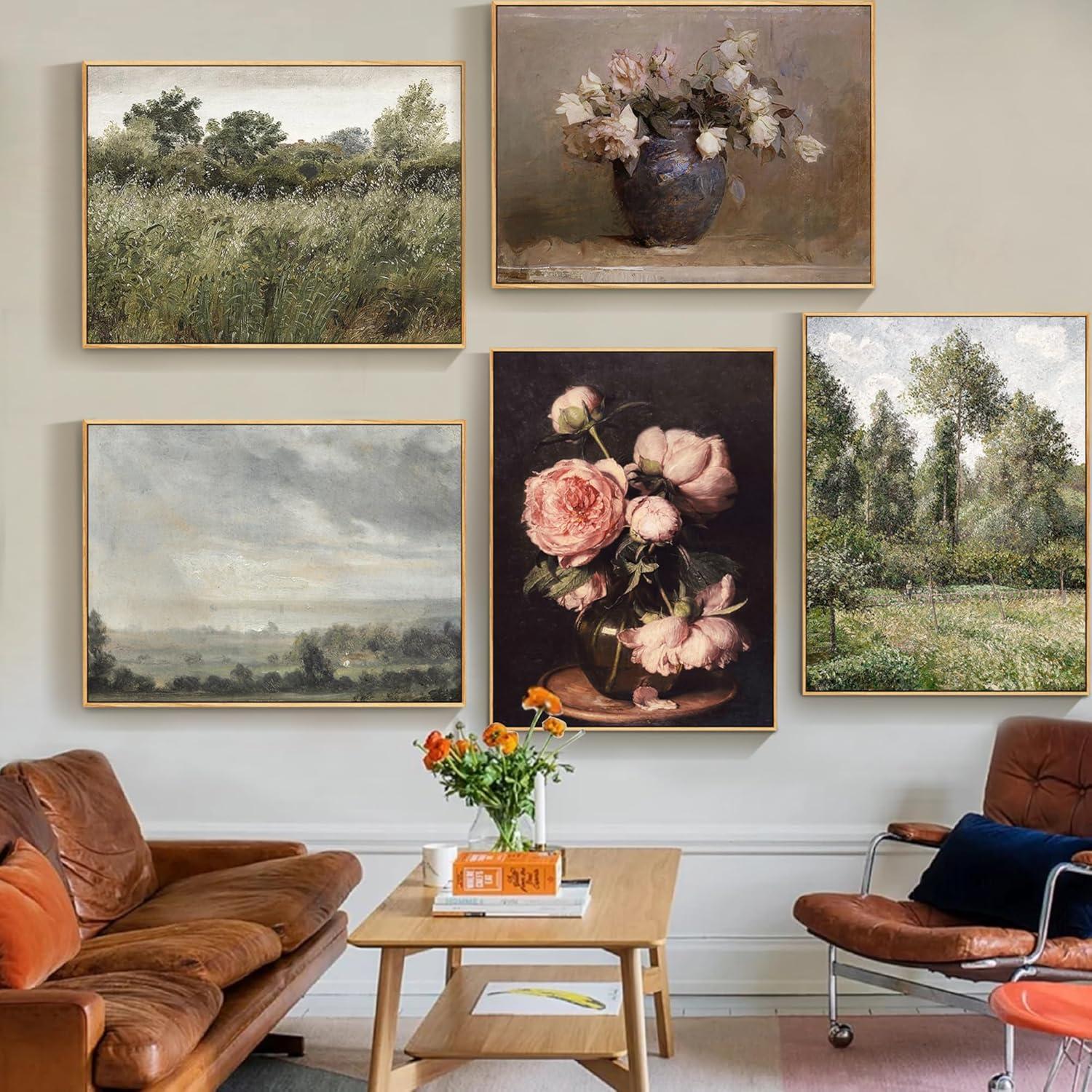 Vintage Leinwand Bilder mit Rahmen 30x40 cm Natur Landschaft Wandbilder