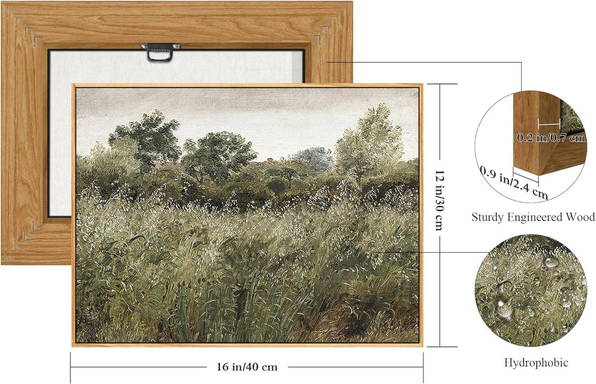 Vintage Leinwand Bilder Holz Rahmen 30x40 cm Wohnzimmer Grün Landschaft